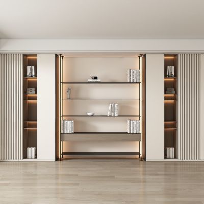 现代书房背景墙