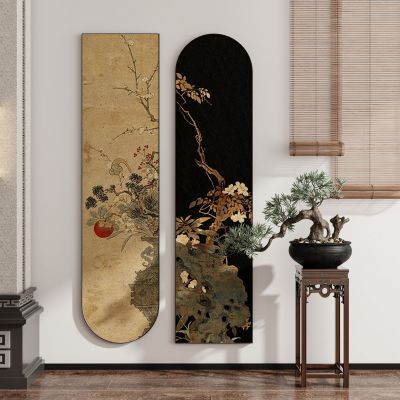 现代新中式禅意中古风侘寂风挂画墙饰装饰画组合3D模型