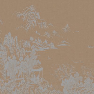 高清新中式亭台楼阁线条肌理背景墙壁画