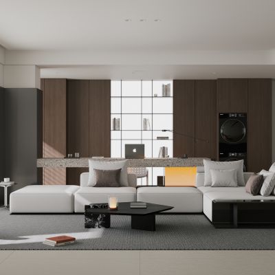 现代极简客餐厅 横厅 大平层