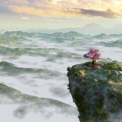 现代悬崖云海景观