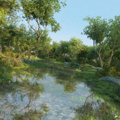 现代湿地公园景观3D模型
