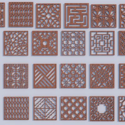 新中式木雕花组合