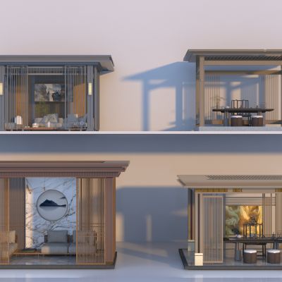 新中式亭子廊架组合