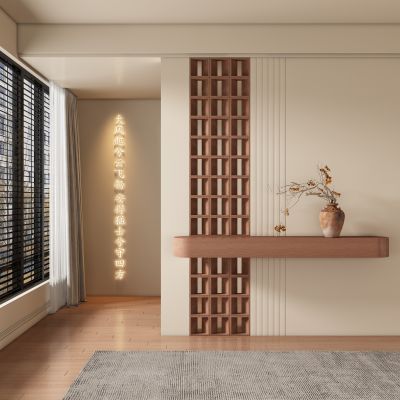 现代中古风玄关过道 隔断