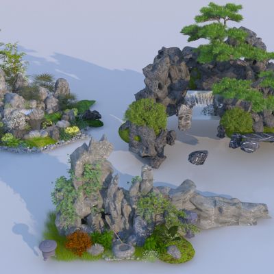 现代假山石头组合 