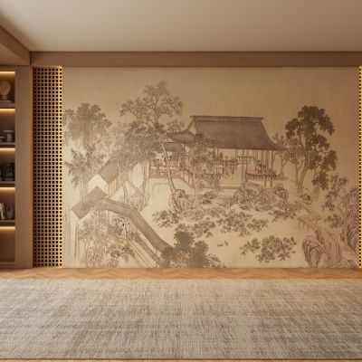 宋式 新中式客厅背景墙