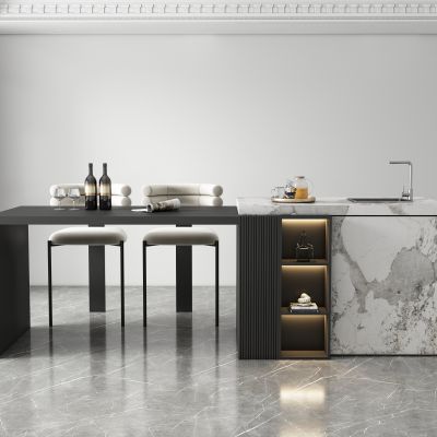 现代岛台餐桌椅