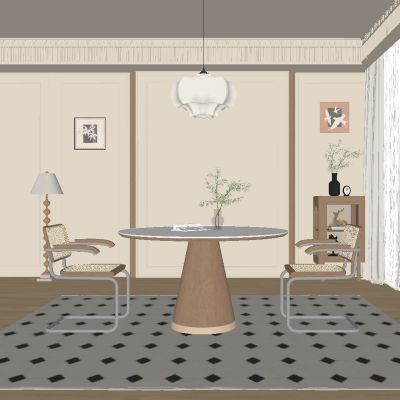 中古风餐厅 餐桌椅