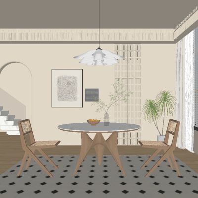 中古风餐厅 餐桌椅