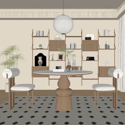 中古风餐厅 餐桌椅