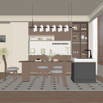 中古风餐厅 餐桌椅