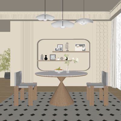 中古风餐厅 餐桌椅