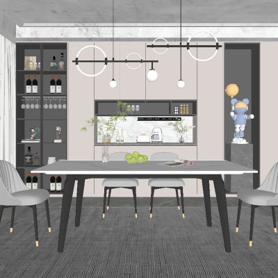 现代餐厅 餐桌椅3D模型