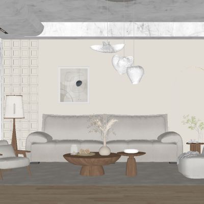 奶油风侘寂客厅