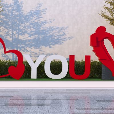 现代雕塑小品 爱情主题小品