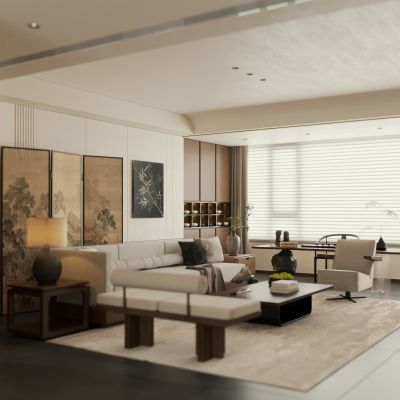 宋式客厅 新中式客厅 横厅 大平层