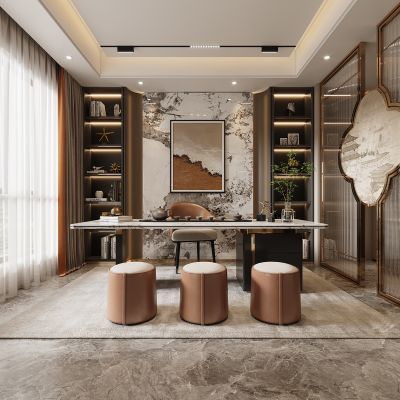 现代客厅书房沙发装饰画3D模型
