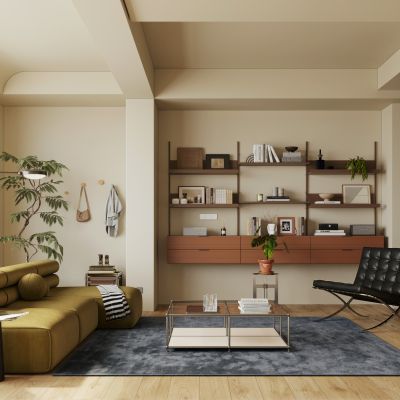 现代复古客餐厅 小户型 横厅 中古风客餐厅