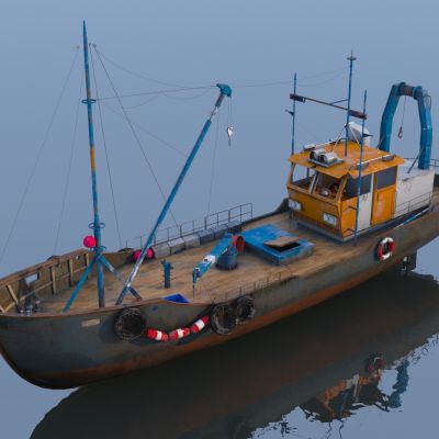 现代老旧渔船