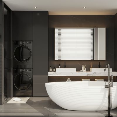 意式极简卫生间 淋浴房 暗黑风卫浴间