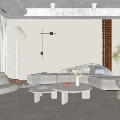 奶油风侘寂客厅