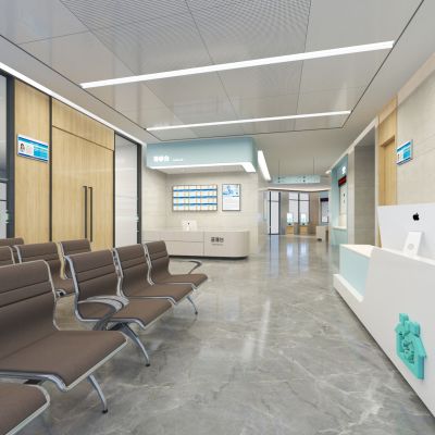 现代医院前台过道 候诊区
