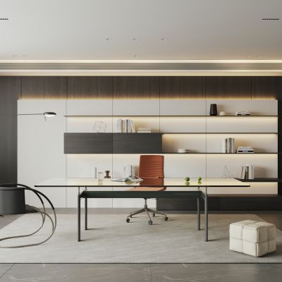 现代意式书房 开放式书房 别墅书房 客厅书房