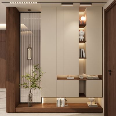 奶油 中古风 长虹玻璃 造型柜 端景 入户鞋柜 玄关