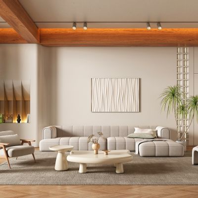 侘寂风奶油客厅 沙发