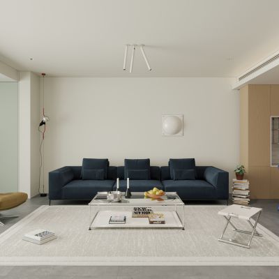 现代包豪斯客厅 包豪斯客厅 大平层 横厅 包豪斯餐桌椅