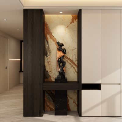中古风 轻奢风 雕塑 奢石 端景柜 大理石 玄关