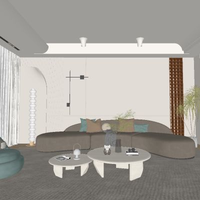 侘寂风奶油客厅 沙发