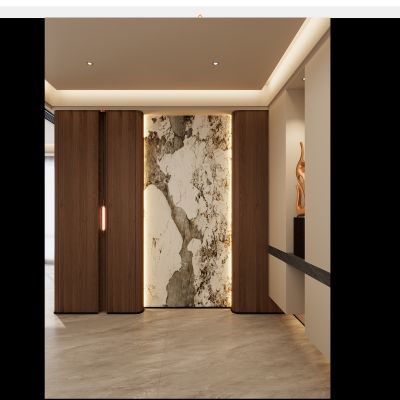 意式 轻奢风 奢石 灯带 悬浮顶 悬浮端景 吊灯 玄关