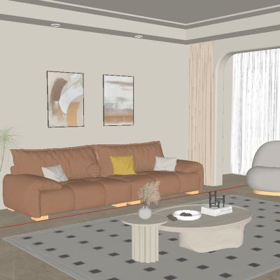 奶油风客厅 沙发