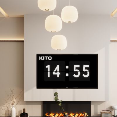 奶油 中古风 内嵌式 几何叠级 火焰壁炉 别墅 客厅 电视墙