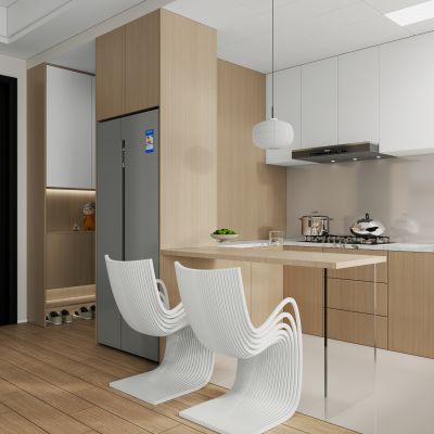 现代餐厅，厨房3D模型