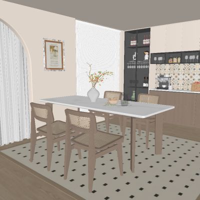 中古风餐厅 餐桌椅