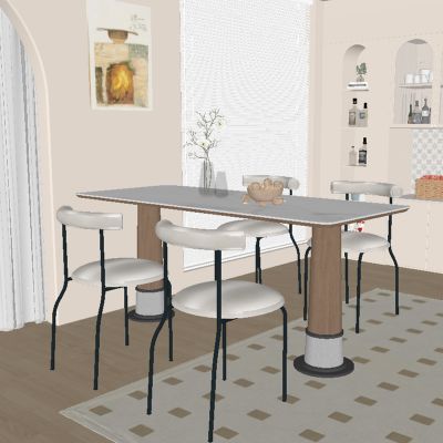 中古风餐厅 餐桌椅