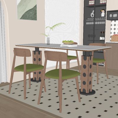 中古风餐厅 餐桌椅