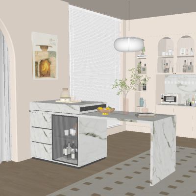 奶油风岛台餐厅