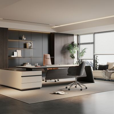 现代意式经理办公室 董事长办公室 现代大班台 现代办公椅