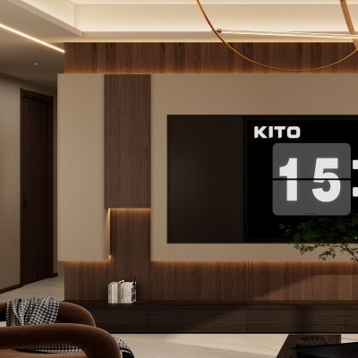 意式 轻奢风 内嵌电视 悬浮顶 火焰壁炉 开放格子 别墅客厅 电视墙