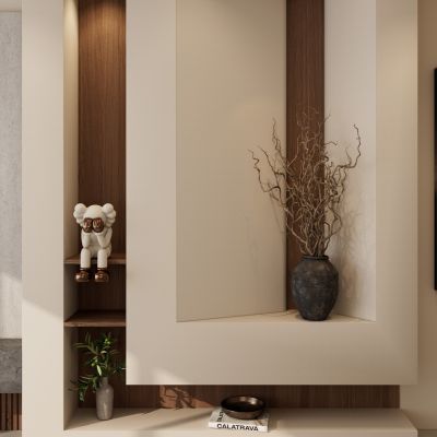 宋式 禅意 几何造型 弧形顶 端景柜 雕塑 玄关