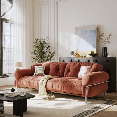 法式复古三人沙发 云朵沙发 直排沙发 休闲沙发 布艺沙发