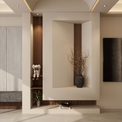 宋式 禅意 几何造型 弧形顶 端景柜 雕塑 玄关