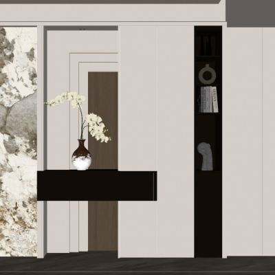 意式 中古风 斯卡帕叠级 潘多拉岩板 端景柜 玄关