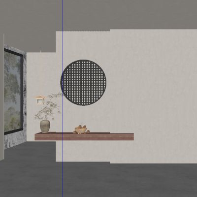 中古风宋式茶室背景墙