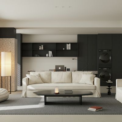 现代极简客餐厅 黑白客餐厅 横厅 大平层