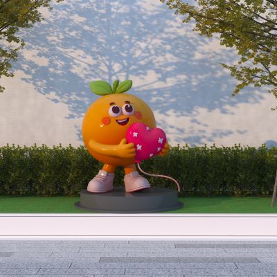 现代橙子雕塑 橙子美陈网红雕塑 橙子外摆雕塑